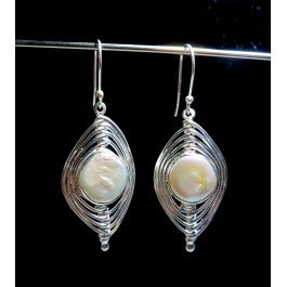 Natural Pearl Earrings, 925 Sterling Silver Earring Handmade Earrings